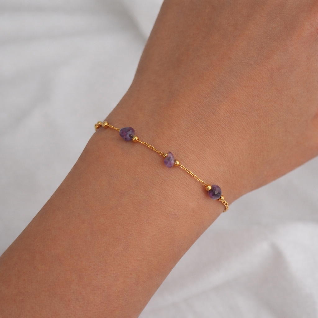 Amethyst Stone Chain Bracelet