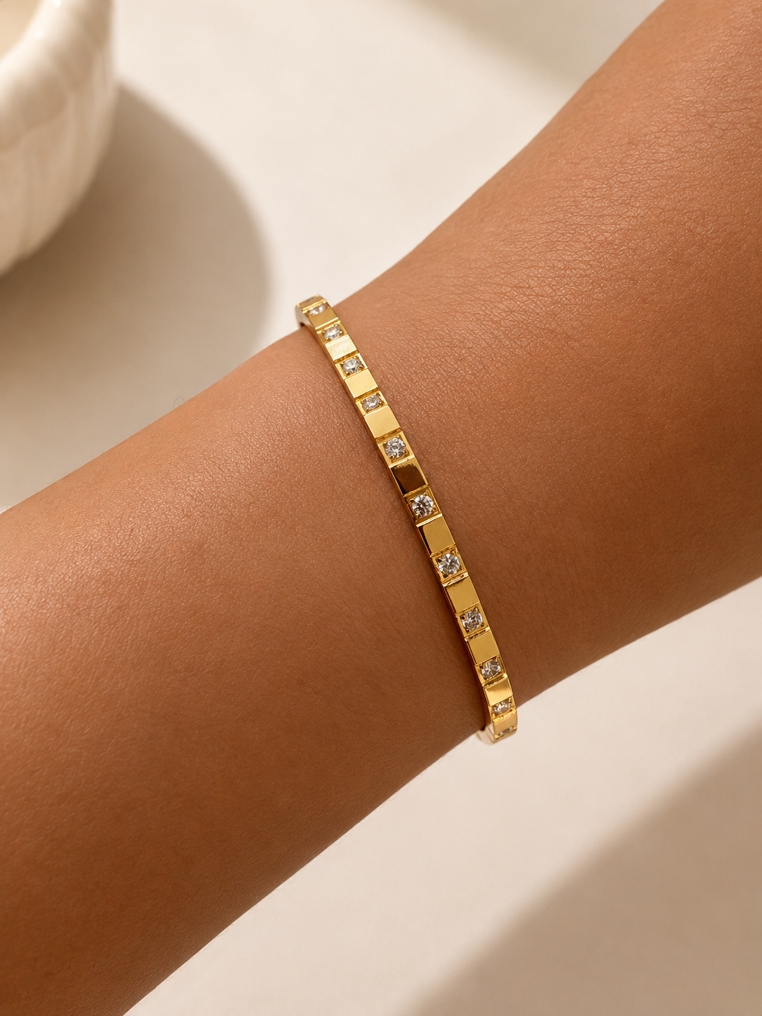 Gold Bangle with Crystal