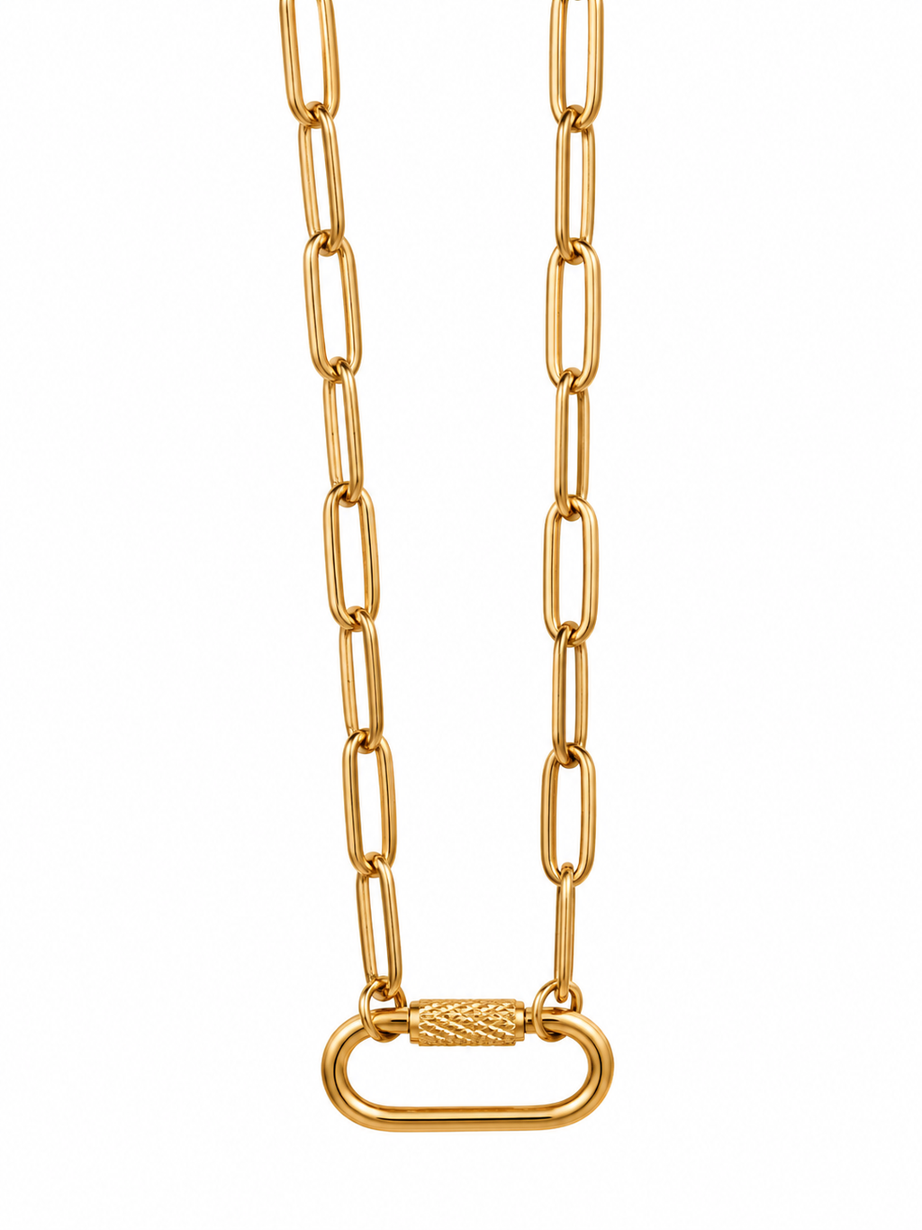 Lock Charm Gold Paper Clip Chain