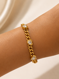 Gold Heart Crystal Chain Bracelet
