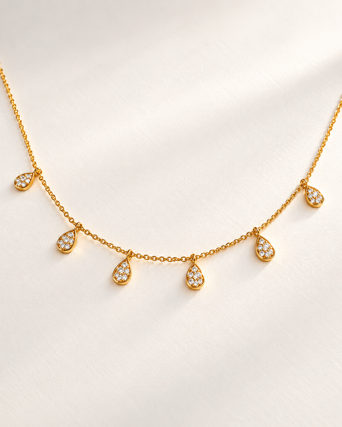Dainty Crystal  Rain Drop Necklace