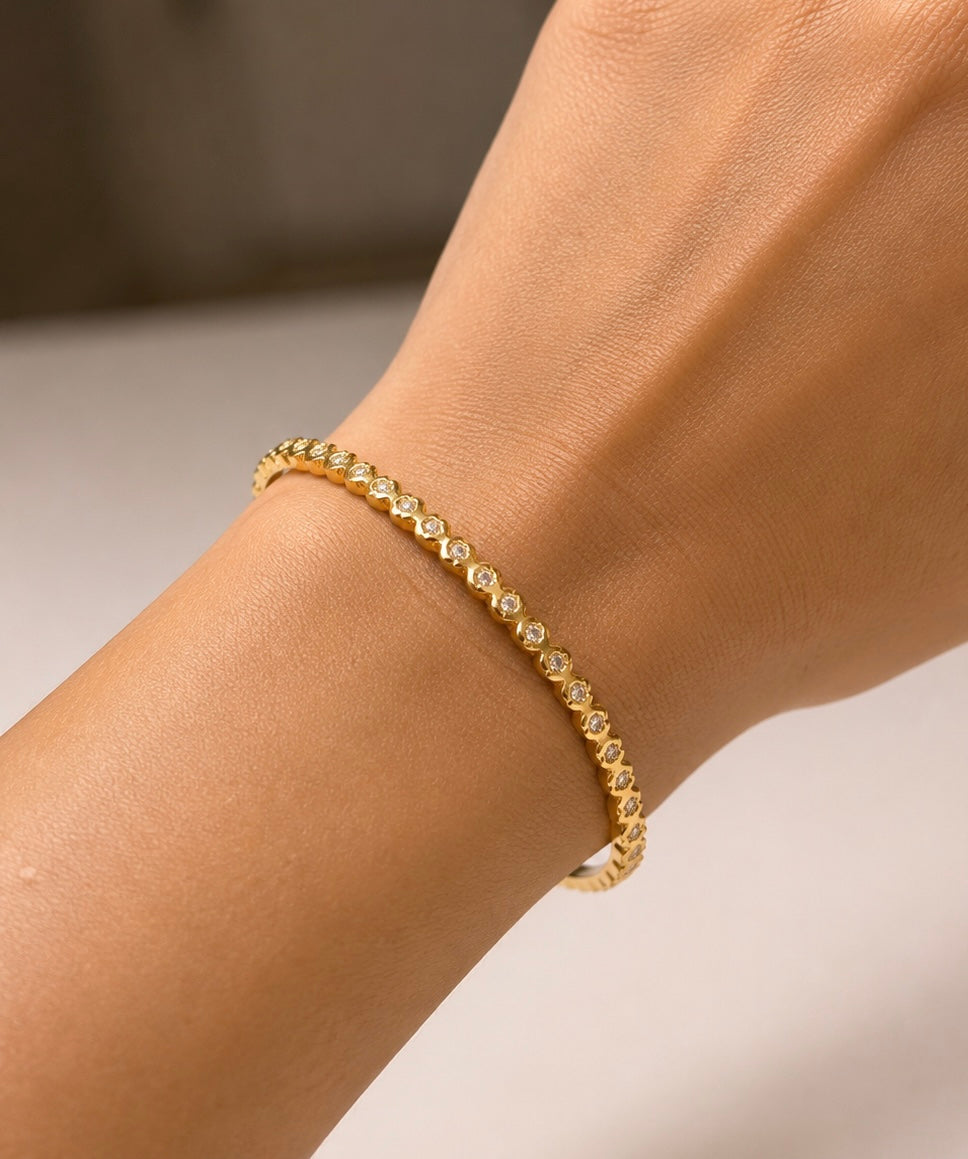 Heart Accents Crystal Bangle
