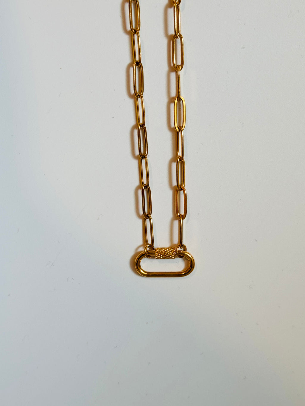 Lock Charm Gold Paper Clip Chain