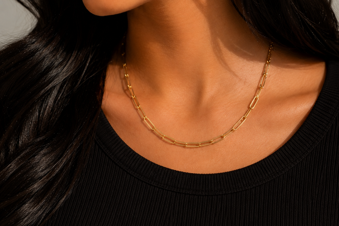 Gold Paperclip Chain Necklace