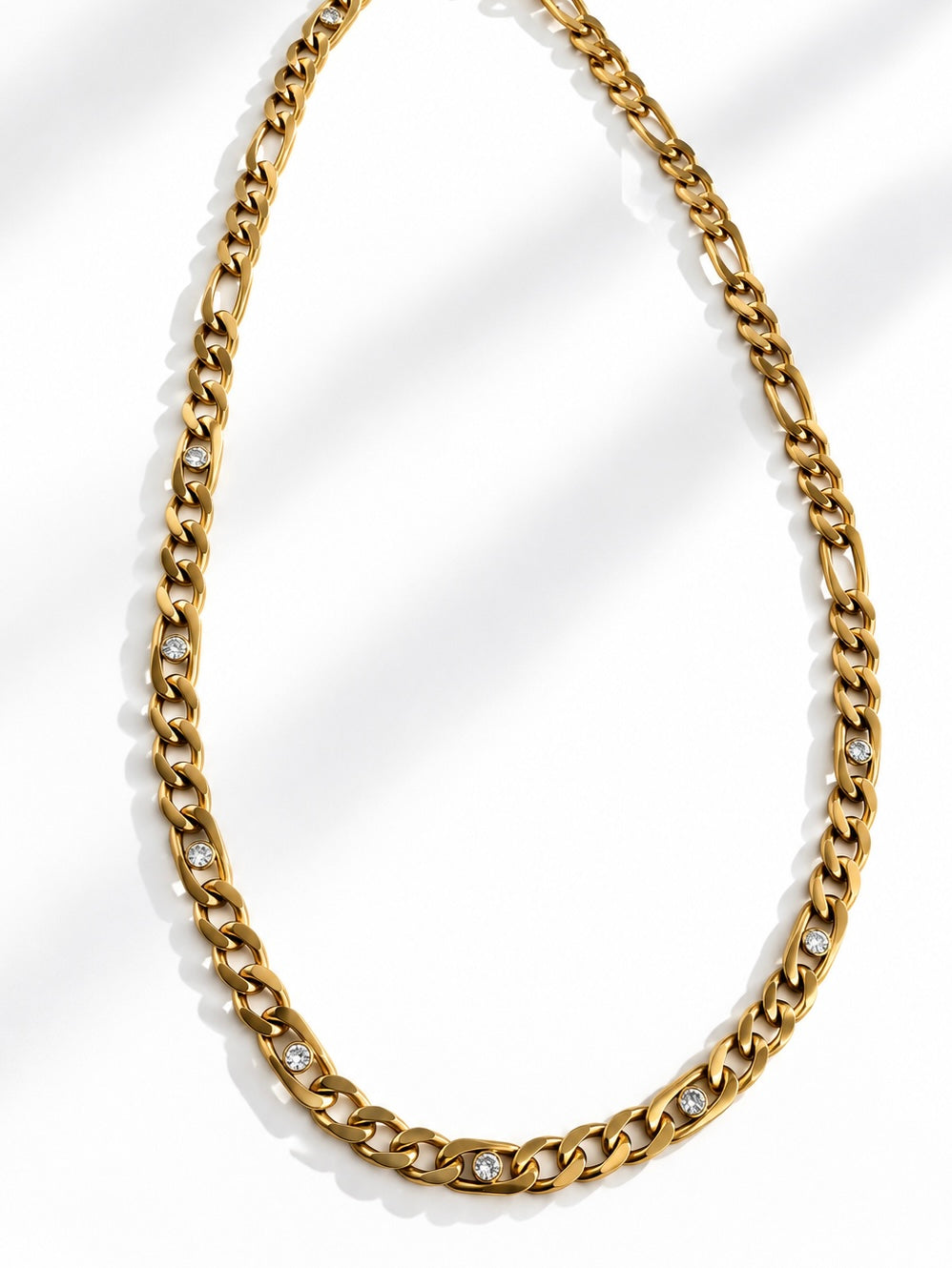 Gold Crystal Curb Chain Necklace