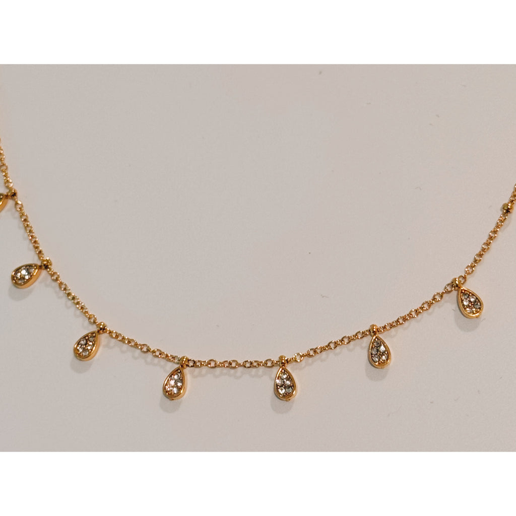 Dainty Crystal  Rain Drop Necklace