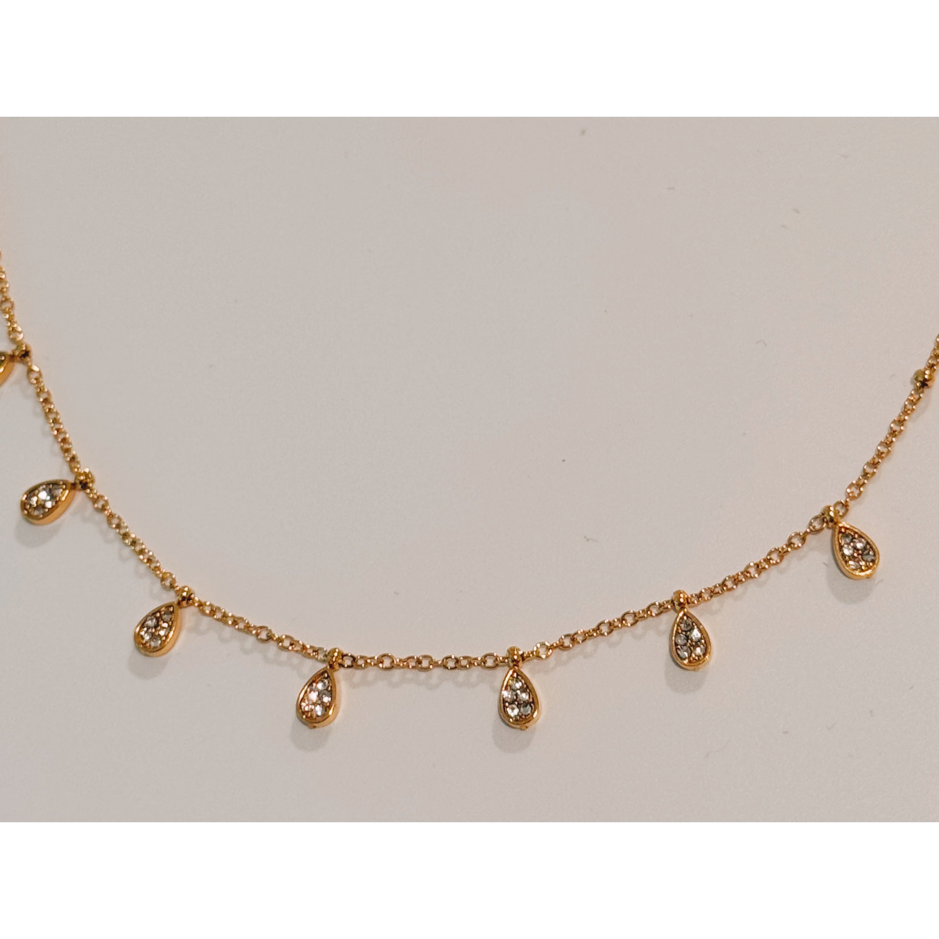 Dainty Crystal  Rain Drop Necklace