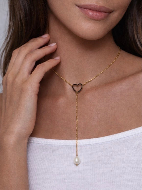 Pearl Heart Drop Necklace