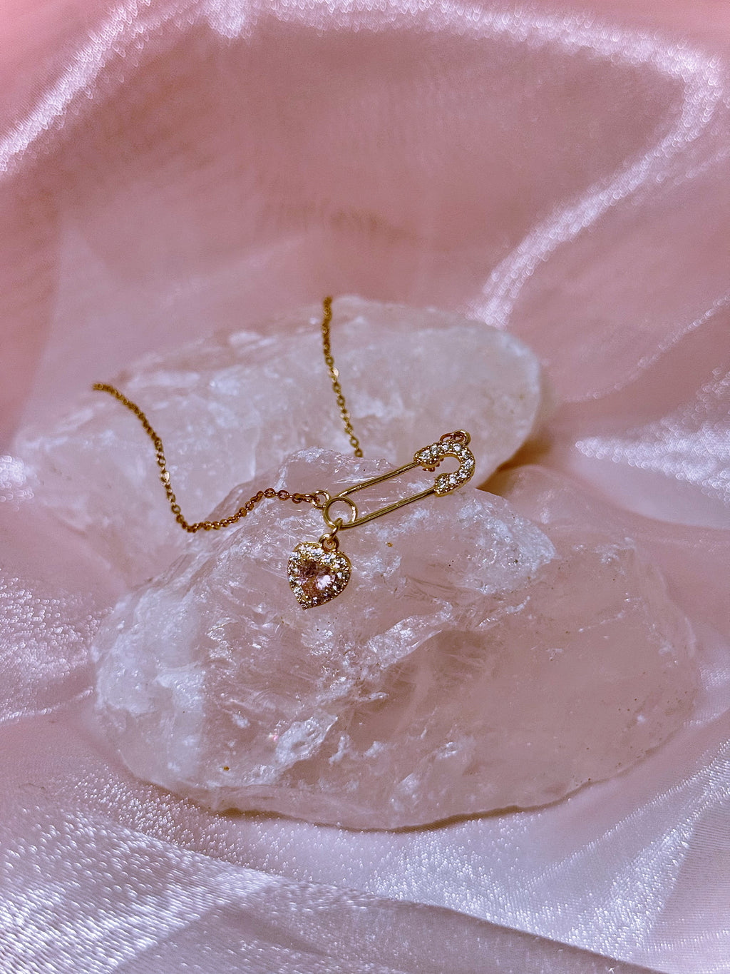 Blush Heart Paperclip Charm Necklace