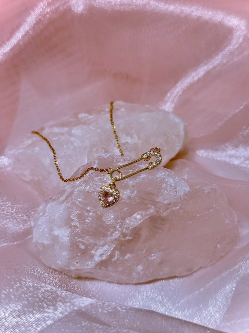 Blush Heart Paperclip Charm Necklace