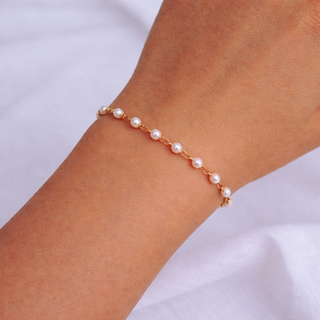 Golden Pearl Chain Bracelet