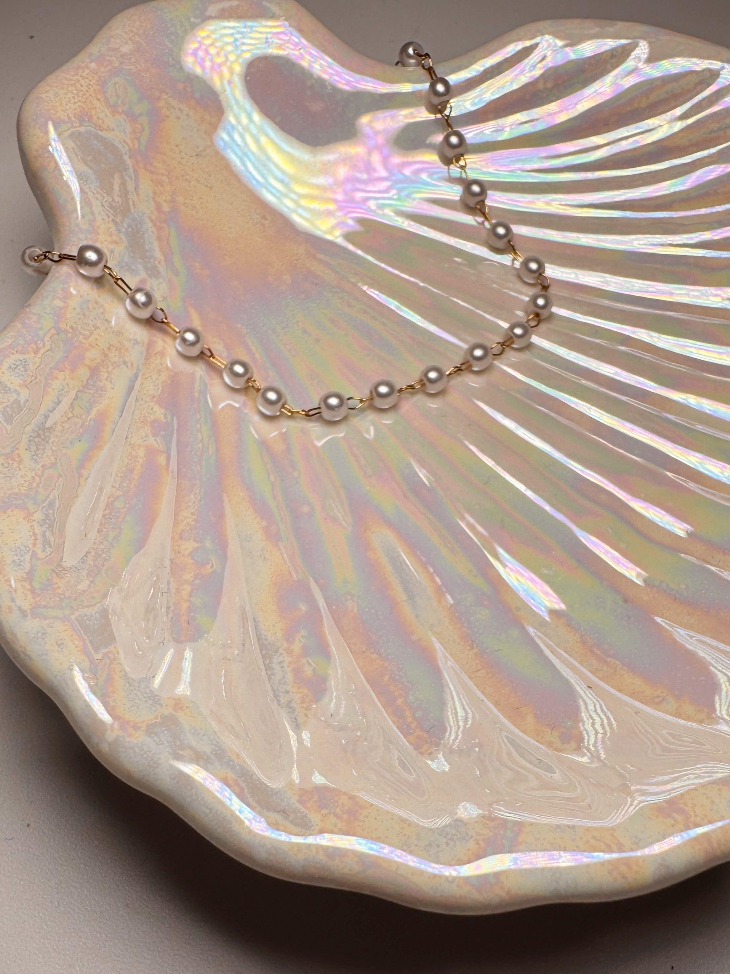 Golden Pearl Chain Bracelet
