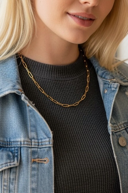 Gold Paperclip Chain Necklace
